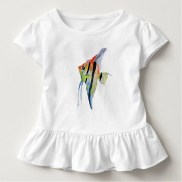 Camiseta Para Bebê Angel Fish Butterflies Toddler Ruffle Tee, Branco