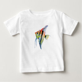 Camiseta Para Bebê Angel Fish Butterflies Toddler Ruffle Tee, Branco