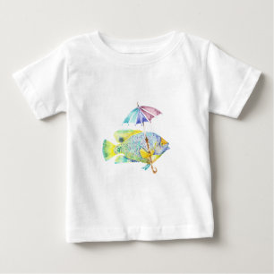 Camiseta Para Bebê Angel Fish Com Guarda-chuvas
