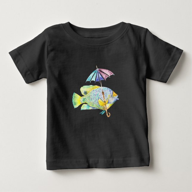 Camiseta Para Bebê Angel Fish Com Guarda-chuvas (Frente)