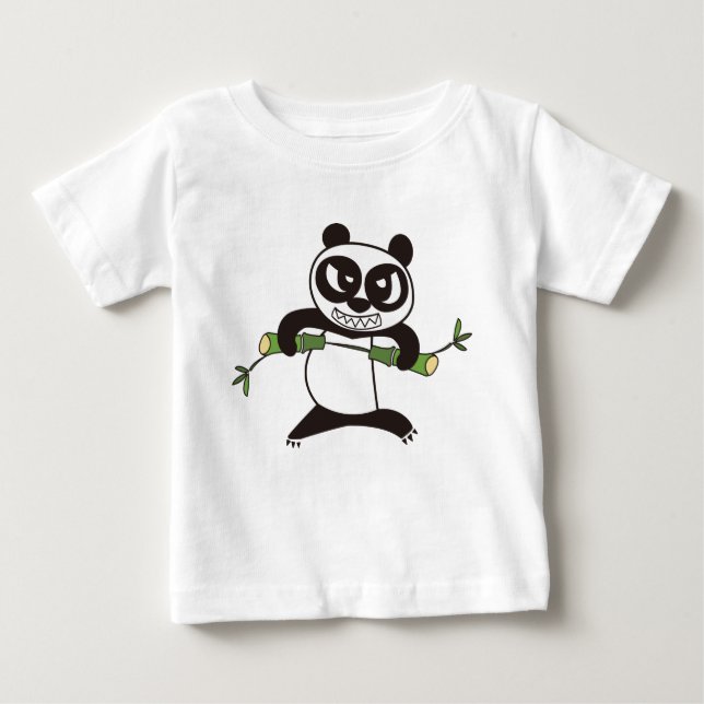 Camiseta Para Bebê Angry Face Panda Kung Fu (Frente)
