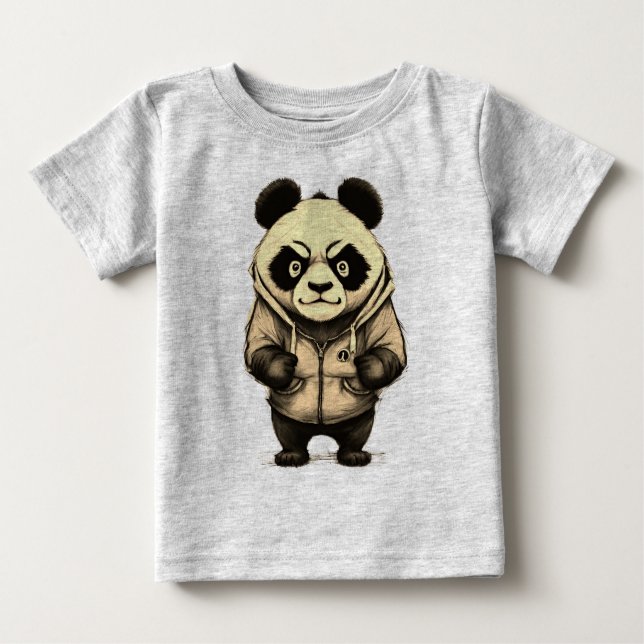 Camiseta Para Bebê Angry Panda Cute Animal Design (Frente)