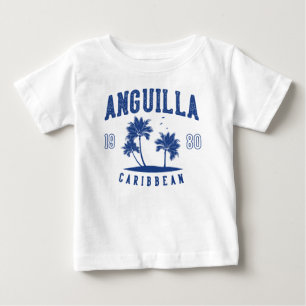 Camiseta Para Bebê Anguilla Palmeira Caribenha 1980