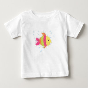 Camiseta Para Bebê Animação de Peixes Bonitos