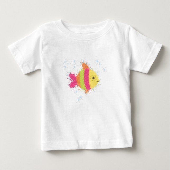 Camiseta Para Bebê Animação de Peixes Bonitos (Frente)