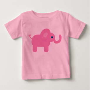 Camiseta Para Bebê Animação rosa-branca Elefante-bebê