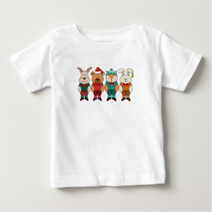 Camiseta Para Bebê Animais adoráveis prontos para o inverno