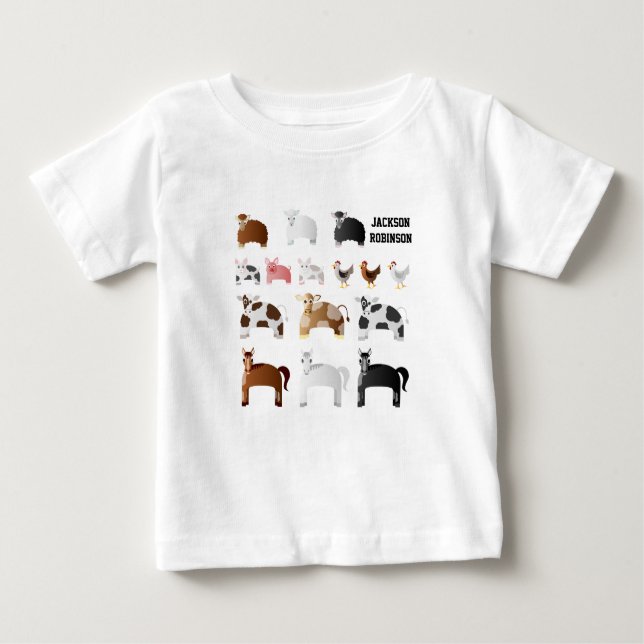 Camiseta Para Bebê Animais bonitos da jarda de fazenda (Frente)
