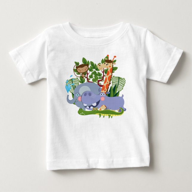 Camiseta Para Bebê Animais bonitos do safari (Frente)