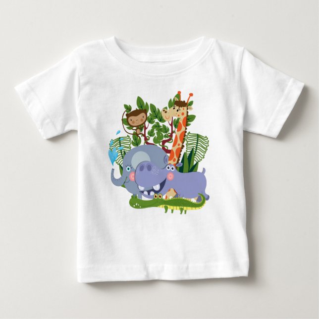 Camiseta Para Bebê Animais bonitos do safari (Frente)
