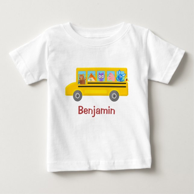 Camiseta Para Bebê Animais bonitos no nome personalizado | do auto (Frente)