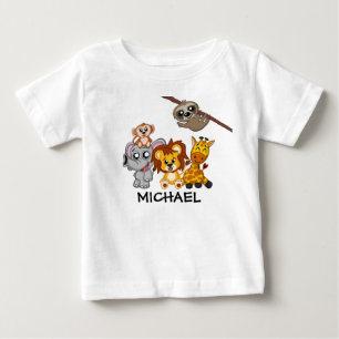 Camiseta Para Bebê Animais Cachorros Selvagem Zoo Safari Nome