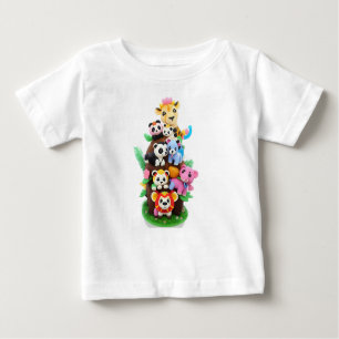 Camiseta Para Bebê Animais Coloridos Safari