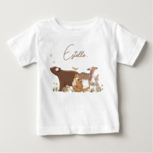 Camiseta Para Bebê Animais da Floresta Amigos do Bosque Chá de Bebê