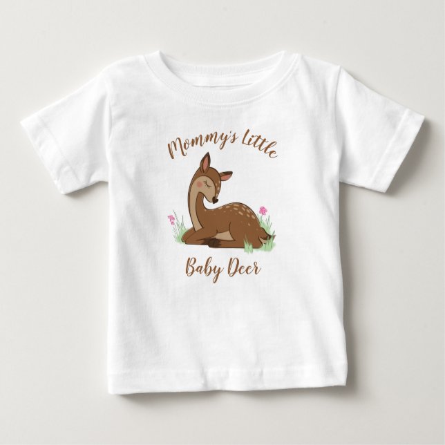 Camiseta Para Bebê Animais Da Floresta Chá de fraldas Deer Fawn (Frente)