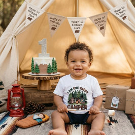 Camiseta Para Bebê Animais da floresta em aquarela aniversário de 1