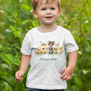 Camiseta Para Bebê Animais da Floresta Florestal da Água