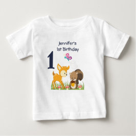 Camiseta Para Bebê Animais da Floresta primeiro aniversario