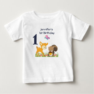 Camiseta Para Bebê Animais da Floresta primeiro aniversario