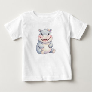 Camiseta Para Bebê Animais da Savana-Bebê Hipopótamo