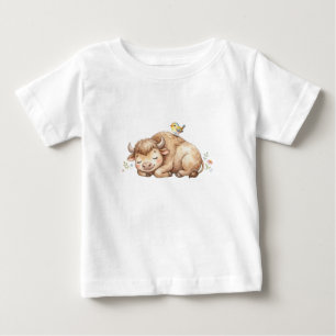 Camiseta Para Bebê Animais da Savana-Bisonte Bebê