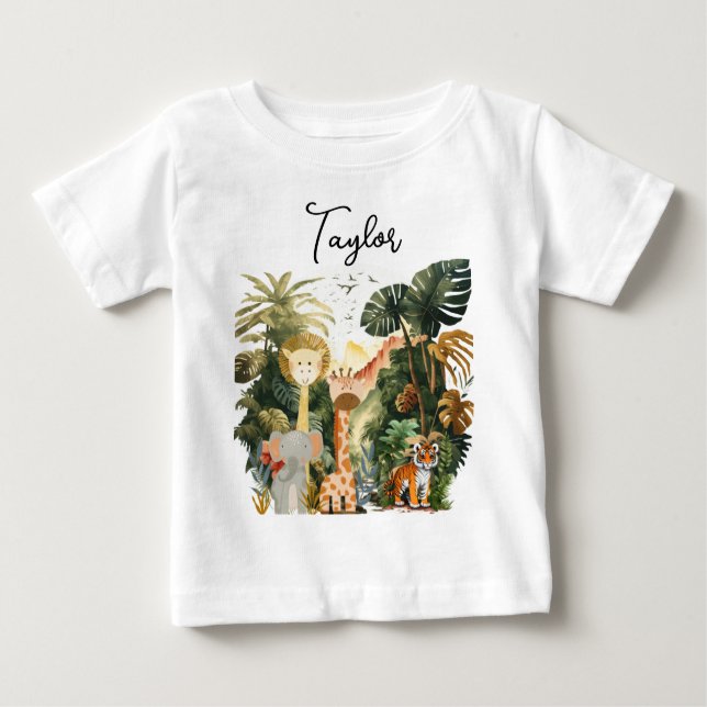 Camiseta Para Bebê Animais da Selva Safari Exótico Sonho (Frente)