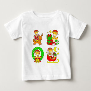 Camiseta Para Bebê Animais de Berçário Fofos Natal 2025