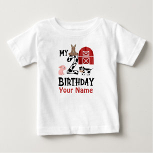 Camiseta Para Bebê Animais de Criação segundo aniversário Personal