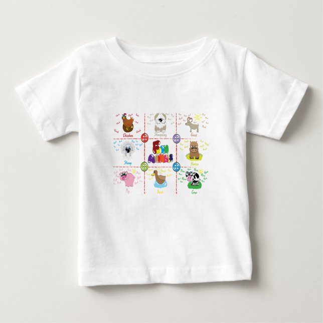 Camiseta Para Bebê Animais de fazenda (Frente)