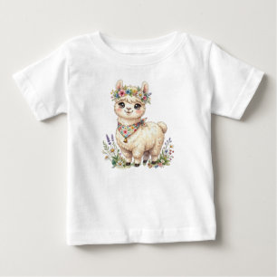 Camiseta Para Bebê Animais de Fazenda Fofos-Alpaca
