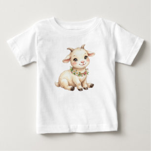 Camiseta Para Bebê Animais de Fazenda Fofos-Cabra