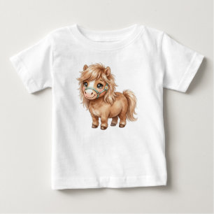 Camiseta Para Bebê Animais de Fazenda Fofos-Pônei