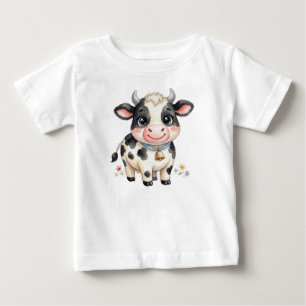 Camiseta Para Bebê Animais de Fazenda Fofos-Vaca