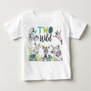 Camiseta Para Bebê Animais de Festa Dois Garotos Selvagens Safari Ani