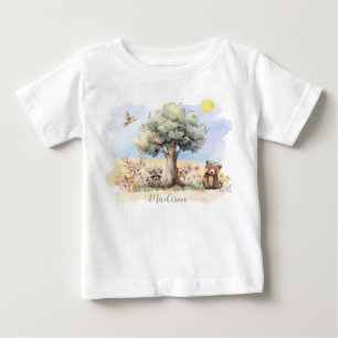 Camiseta Para Bebê Animais De Floresta Whimsical