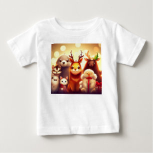 Camiseta Para Bebê Animais de Natal 1