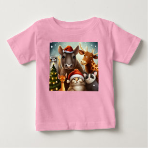 Camiseta Para Bebê Animais de Natal 6