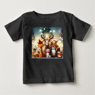 Camiseta Para Bebê Animais de Natal 7