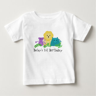 Camiseta Para Bebê Animais de Zoológico 1º Aniversário do Bebê