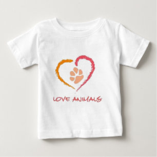 Camiseta Para Bebê Animais do amor
