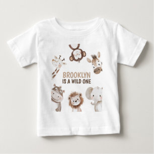 Camiseta Para Bebê Animais do Safari 1º Aniversário