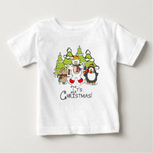 Camiseta Para Bebê Animais É Natal