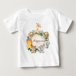Camiseta Para Bebê Animais Personalizados da Selva de Bebês Safari