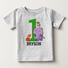 Camiseta Para Bebê Animais Safari da Selva primeiro aniversario
