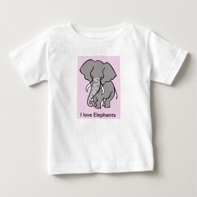 Camiseta Para Bebê Animais selvagens - Adoro ELEFANTES - Natureza (Frente)