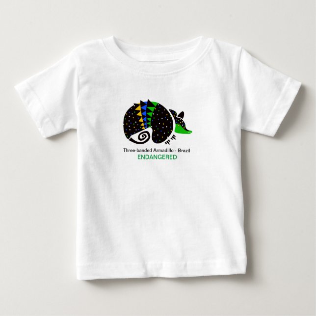 Camiseta Para Bebê Animais selvagens - ARMADILLO - Brasil - Animais a (Frente)
