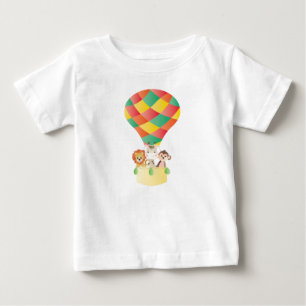 Camiseta Para Bebê Animais Selvagens Gelados No Balão De Ar Quente C