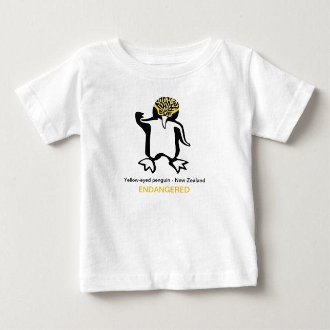 Camiseta Para Bebê Animais selvagens - PENGUIN de olhos amarelos - Vi (Frente)