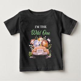 Camiseta Para Bebê Animais Selvagens Safari Aniversário Negra
