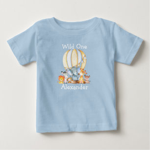 Camiseta Para Bebê Animais Selvagens Safari primeiros aniversarios Az